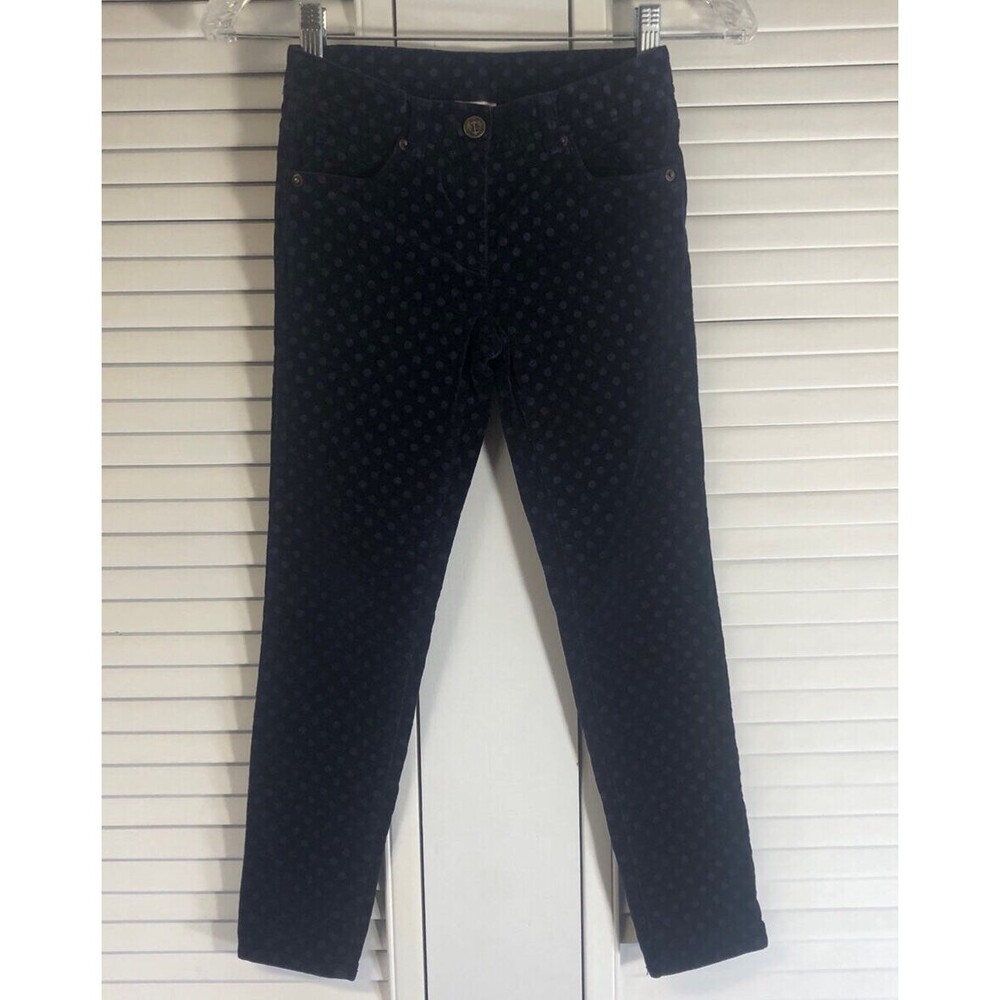 Crewcuts Size 8 Blue Velour Polka Dot Pants